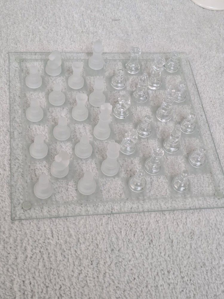 Glass Checker/chest Board And Pieces