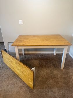 Wood Top Dining Table with Leaf Extension