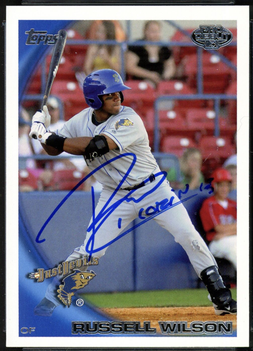Russell Wilson 2010 autographed baseball card