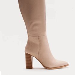 Beige Knee-High Boots