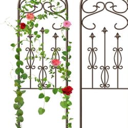 AMAGABELI GARDEN & HOME Garden Trellis Metal Coated Rustproof Trellis for Climbing Plants 60" x 18" Outdoor Bronze Iron Potted Vines Vegetables Flower