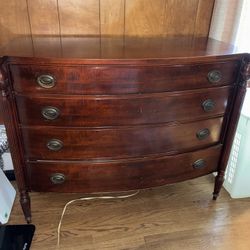 Beautiful Antique Mahogany Four Large Drawer Dresser 