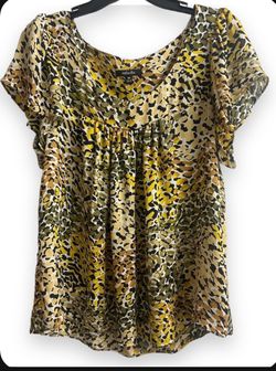 Rafaella Animal Print Blouse Size Medium