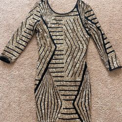 Black And Gold Sequin Dress