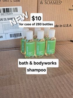 New case of 280 bottles of bath and body works shampoo almost 2 gallons total