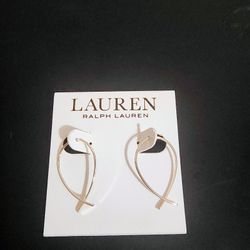 Lauren Ralph Lauren Sculptural Threader Hoop Earrings Small 1” Silver-Tone