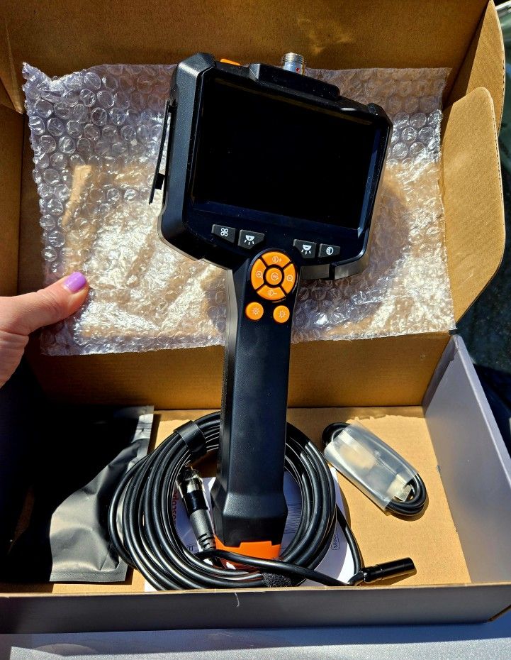 1080P HD Borescope Tools with 8 Adjustable LED Lights, 4.3" Endoscope with 16.4ft Semi-Rigid Snake Camera, IP67 Waterproof