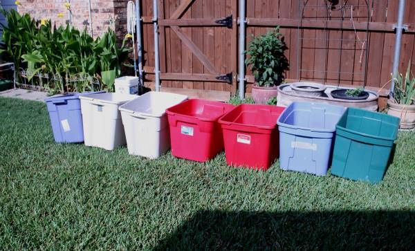 7 each 18 gallon storage containers totes (no lids)