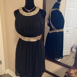 Sexy black and gold sequin sheer mini dress