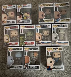 Funko Pop!  Set of 11!  Avatar/Black Adam/Avengers/Destiny/Superman - all w/protectors!