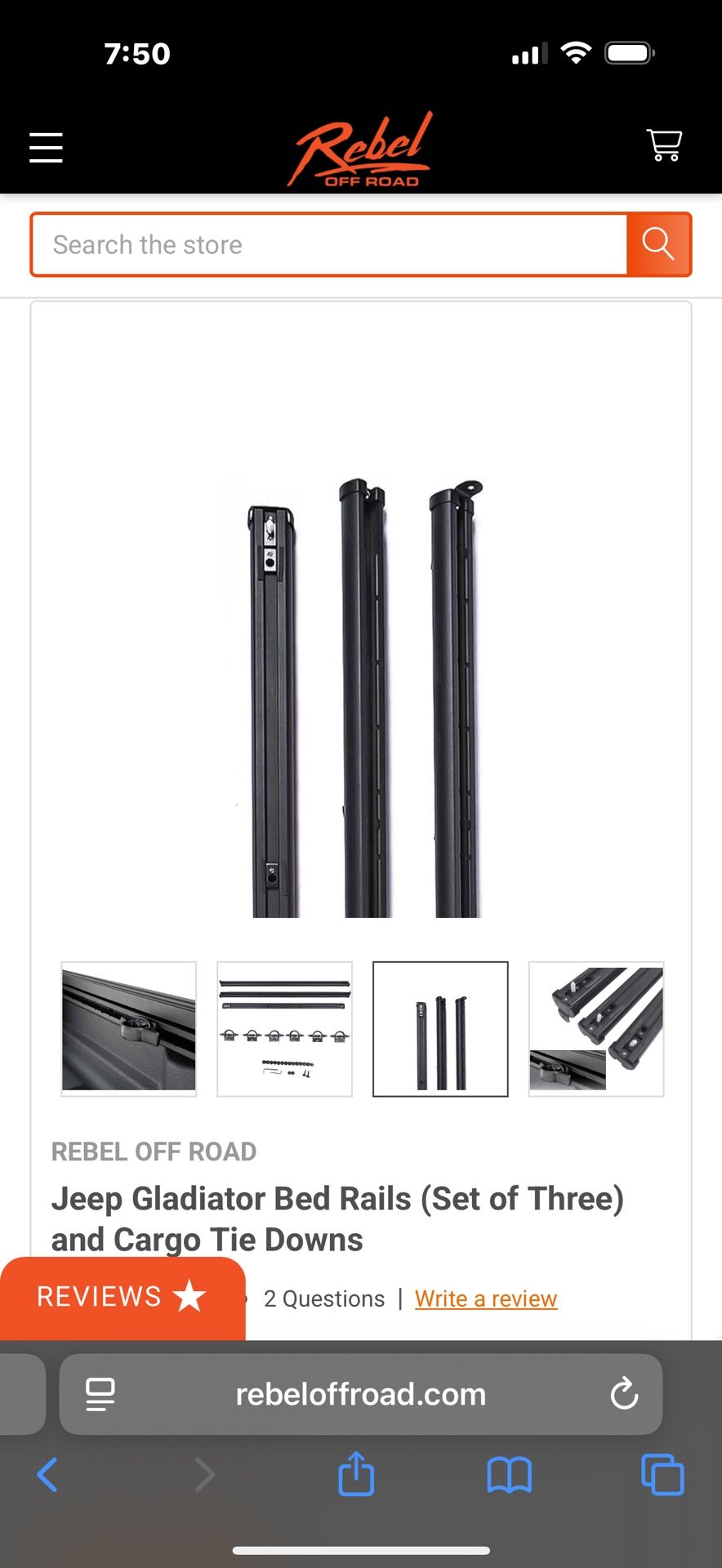 Rebel Off-road New Jeep Gladiator Bed rails