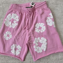 Pink Denim Tear Shorts 