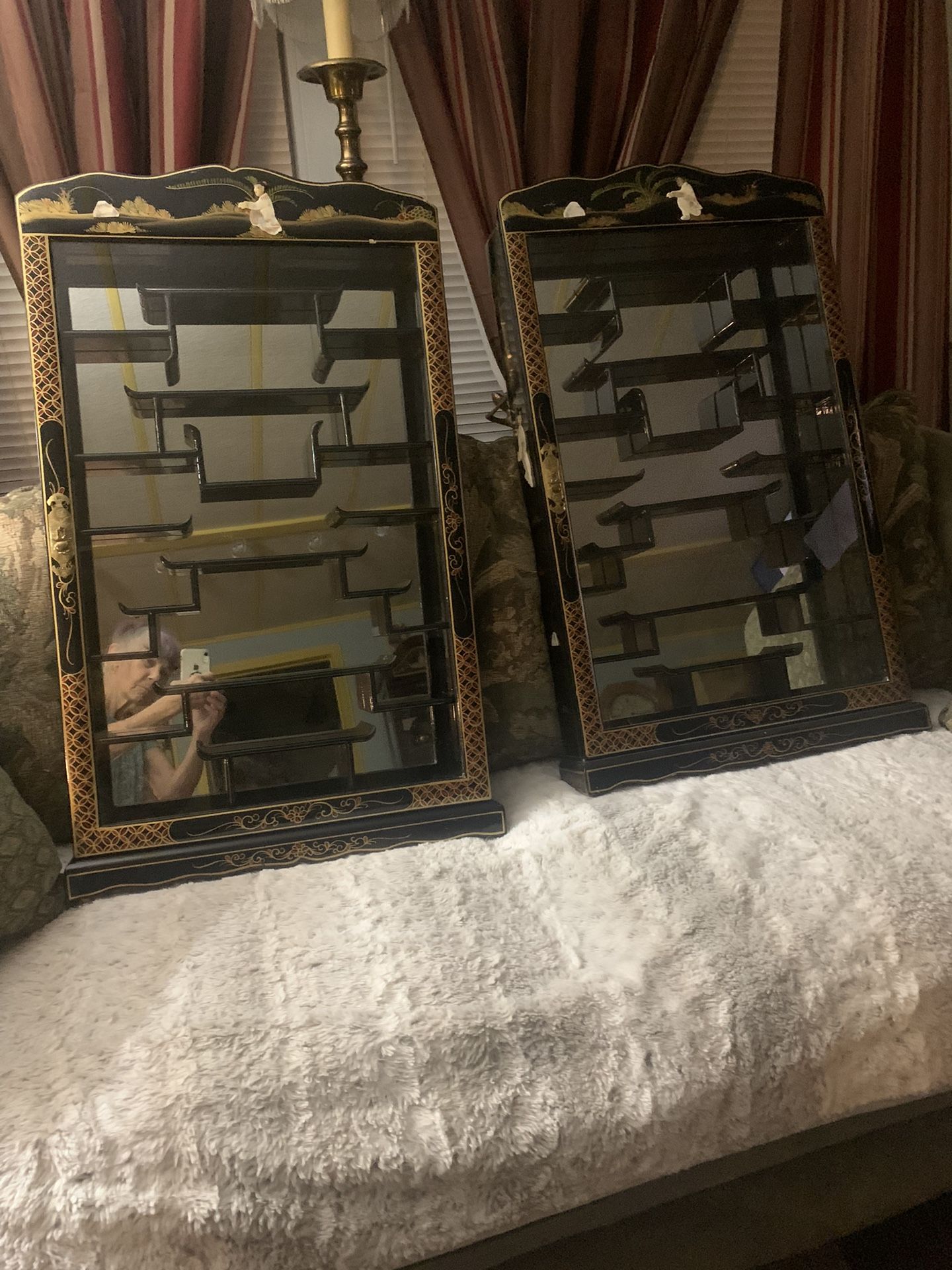 Two Oriental Black Lacquer Cabinets