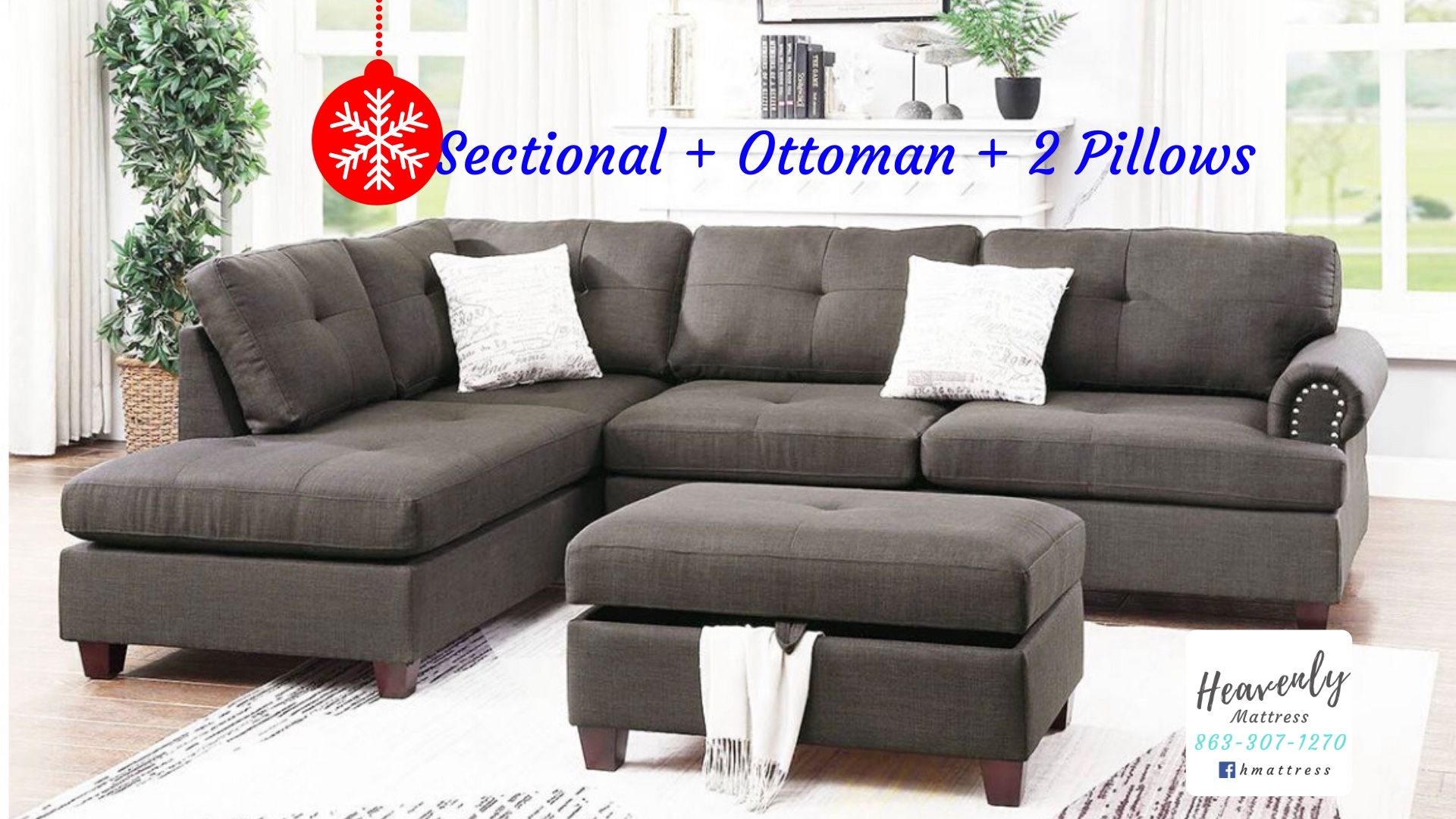 Sectional, Ottoman & Pillows