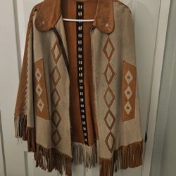 Vintage Leather Pancho/Cape