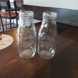 Two Very Nice Mini Dairy Milk Bottles With Impressions At Cows