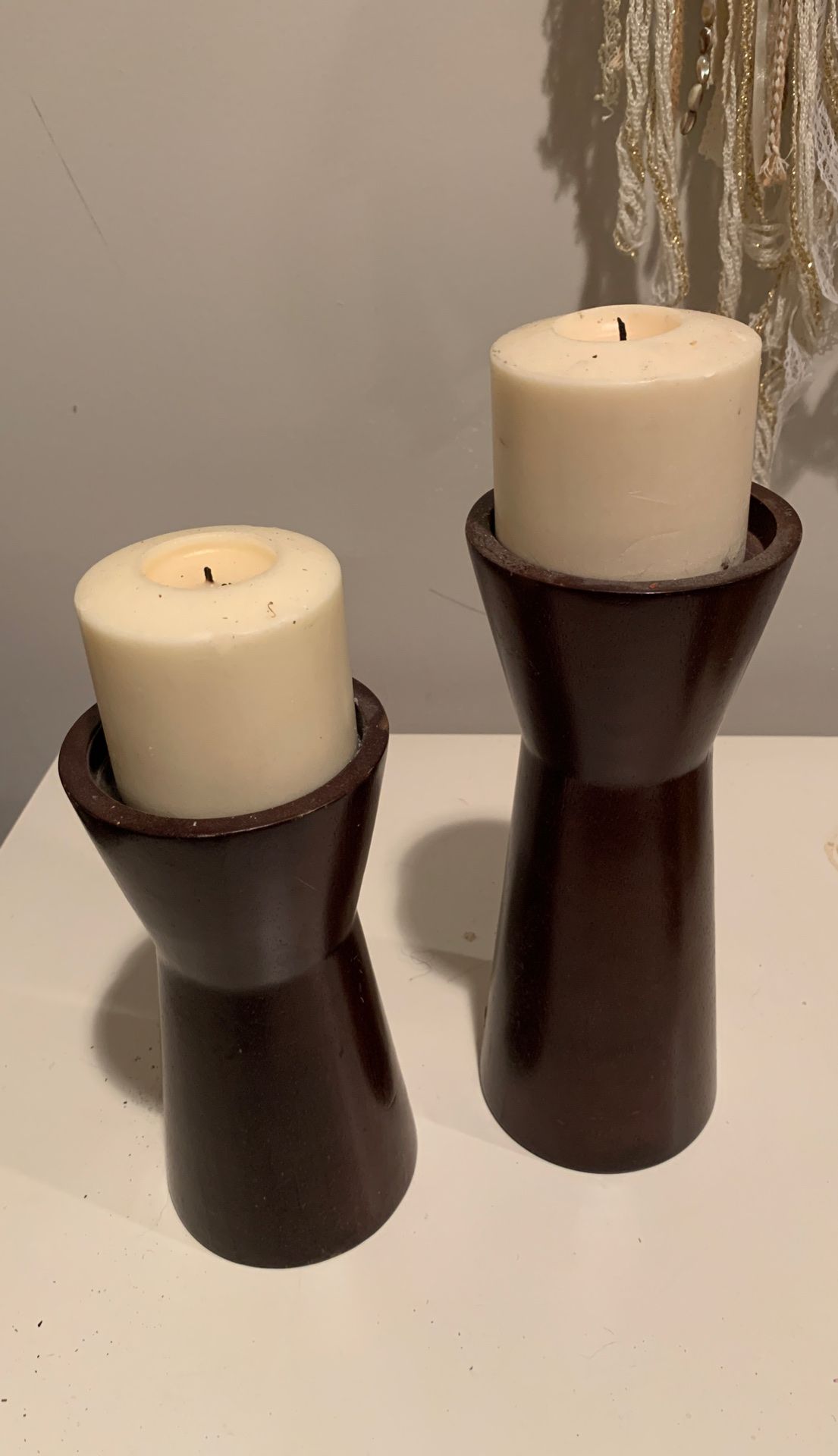 Mid-century Modern Dark Wood Candle Holders