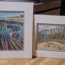 Pr. of Matted Beach Prints