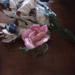 8 Bone China Pink Roses Italian Vintage