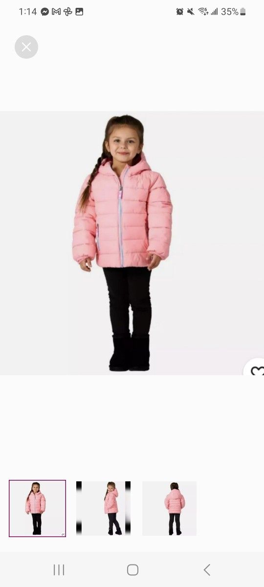 Gerry Girls Pink Puffer Jacket 3T And 4T