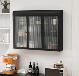 Newly Assembled 3 Door Wall Mounted Glass Cabinet Wide Top Narrow Bottom Design Medicine Cabinet
