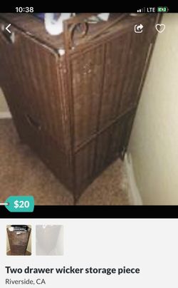 Two drawer storage piece wicker