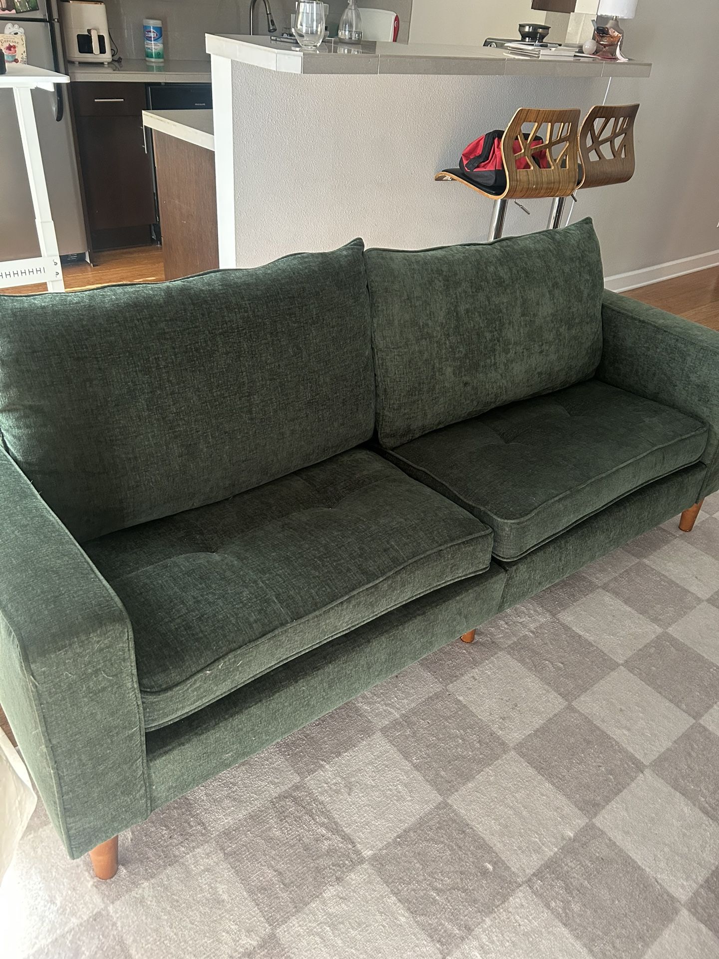 Beautiful Chenille Green Sofa