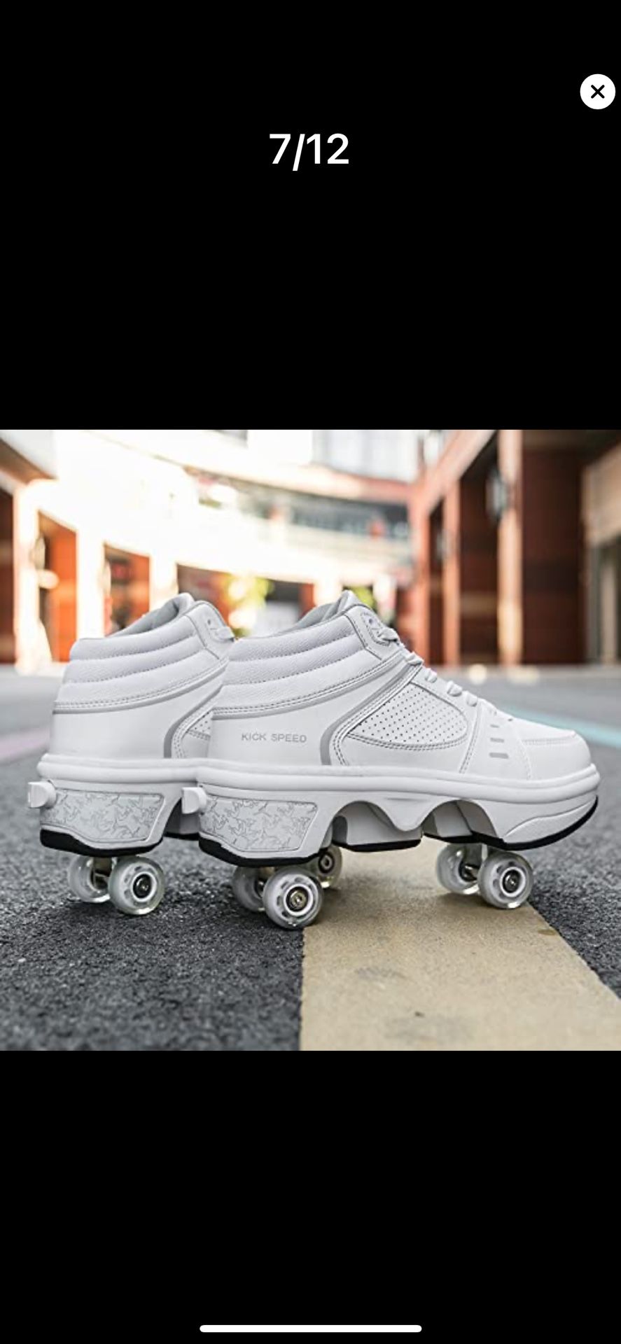 TAILORIA Double Row Roller Skate Roller Shoes Unisex Kick Roller Shoes Four Wheel Skateboard Shoes Children's Skates Detachable 2 in 1 Roller Skates