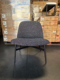 Modern Minimalist Armless Accent Chair with Metal Legs Upholstered in Fabric White &Black