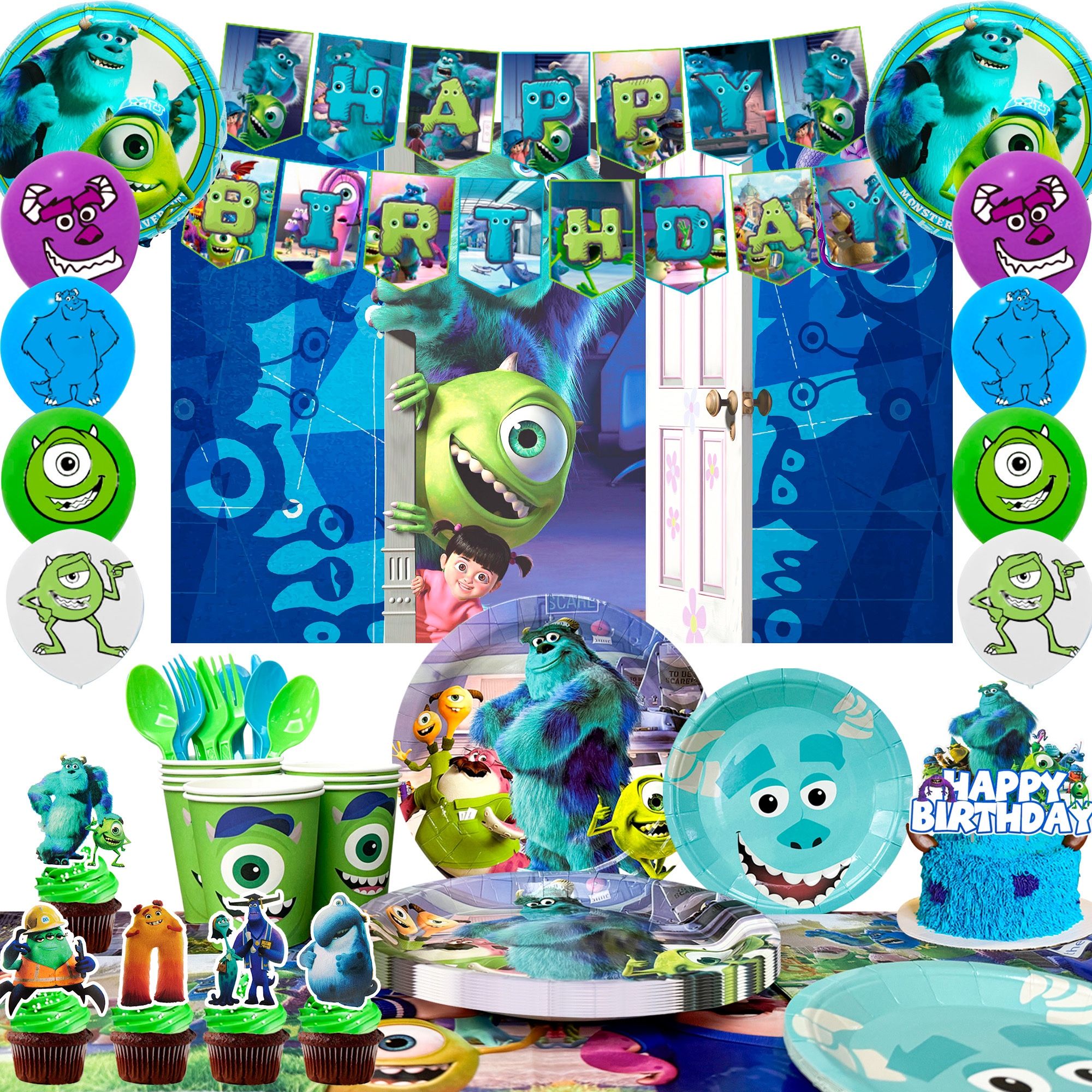 114pcs Monsters Inc Birthday Decorations (New, Unopened)