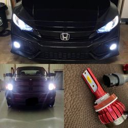 6000k Glacier White LED Headlight And 3000k Jdm Yellow LEDs Fog Lights