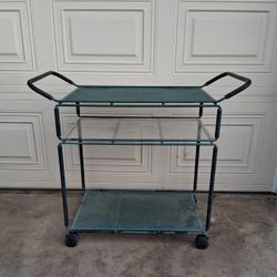 Vintage Metal Patio Serving Cart 