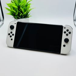 🔥 Nintendo Switch OLED 2021 64GB White Wifi Console w/ 2 White Joy-Cons - Good Condition