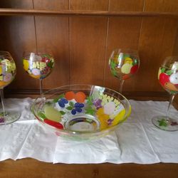 Fruit Glasses And Bowl Set