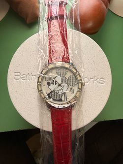 Mickey Mouse Watch Red Leather Band