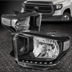 2014 - 2021 Toyota Tundra Black Housing Clear Corners Headlight Replacement Headlamps 