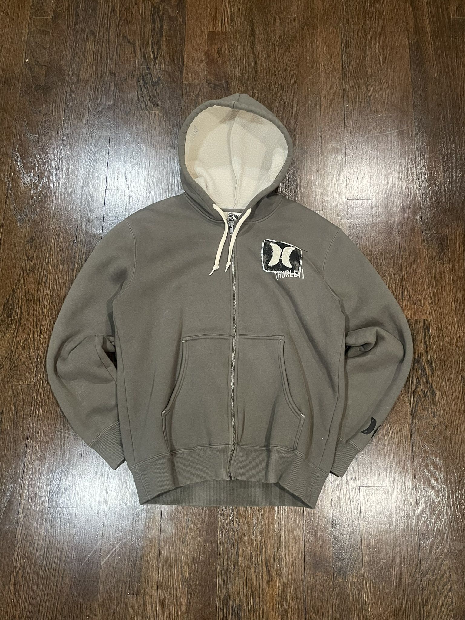 Brown Hurley Y2K Zip Up Fleece Hoodie