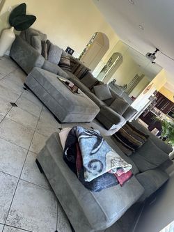 Oversized Gray Sectional + Chaise & Ottoman – $1,500 OBO