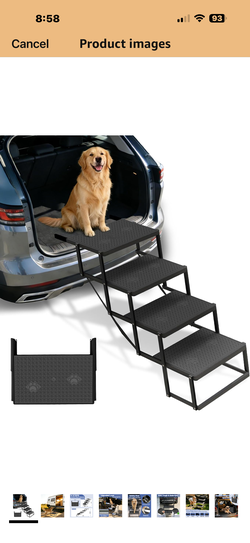 Dog Steps for Car, Truck, SUV, Dog Stairs for Car with Upgraded Non-Slip Surface, Foldable Dog Ramp for Car, Pet Stairs for Large Dogs, 4 Steps