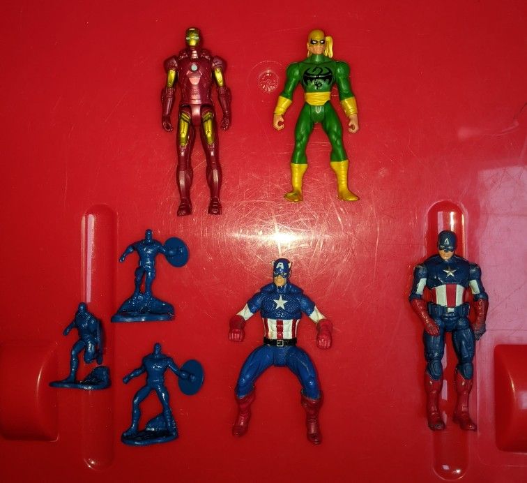 Marvel Comics 4 inch Action Figures Lot Spiderman Power Webs Iron Fist Ironman Captain America 