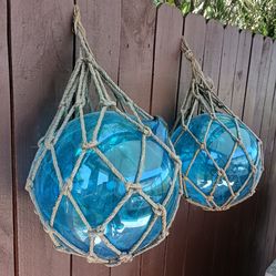 2 authentic sea glass floats  ball