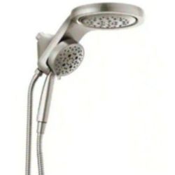 Delta 1-Spray Patterns 2.5 GPM 12 in. Wall Mount Fixed Shower Head with H2Okinetic in Lumicoat Stainless