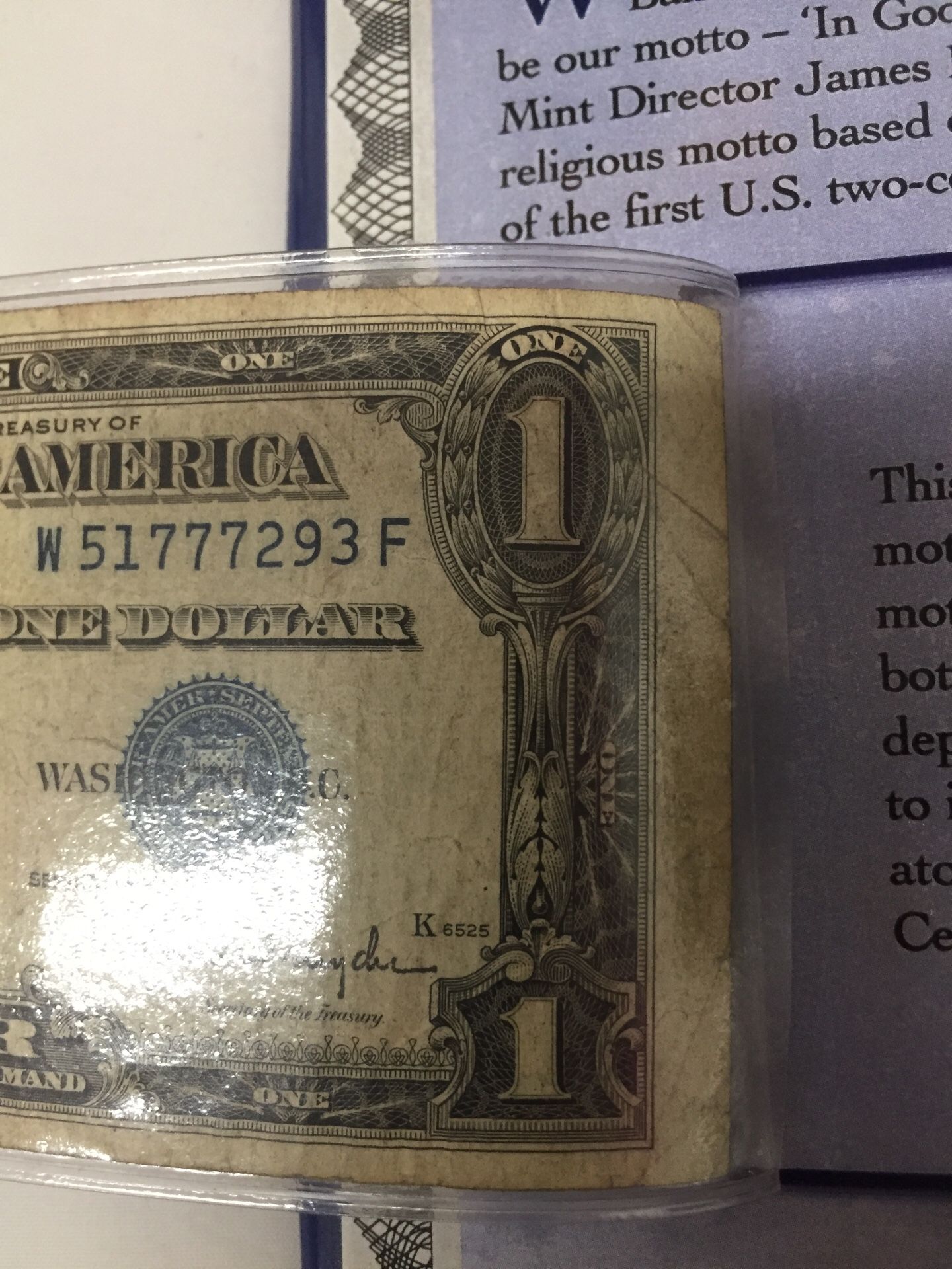 Series of 1935 $1 Silver Certificates with & without motto on the back