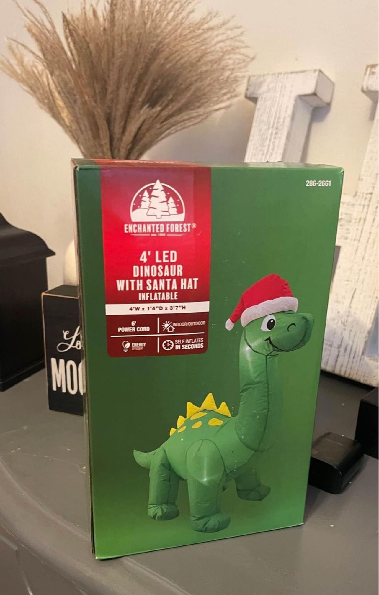 New 4Ft Green Dinosaur With Santa Hat Inflatable Led Light Yard Ask $25 firm ( No Hold )