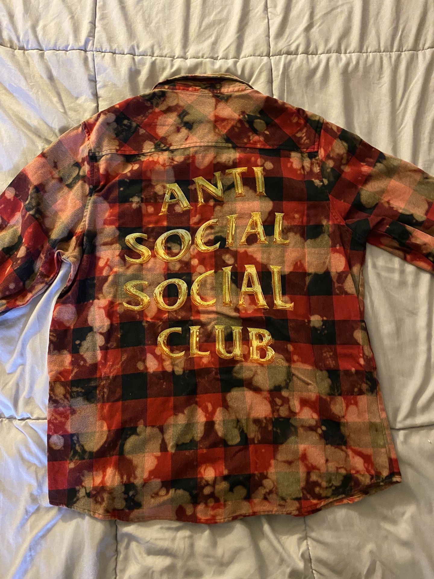 Brand New (Anti Social Club) Red Plaid Dyed Shirt(L)