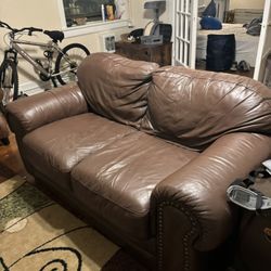 Vintage REAL Leather loveseat!