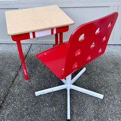 Vintage Custom Painted School Desk w/Storage & Chair 