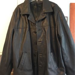 Sturdy leather Mens coat. Excellent condition, missing Zipper insert