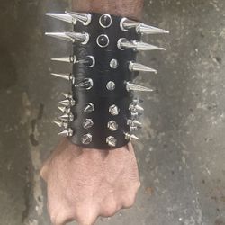 3 PCs Gothic Faux leather Spike Bracelets - Wristbands For Punk Gothic  - Black faux Leather bracelet with silver studs Jewelry Antique Vintage Trendy