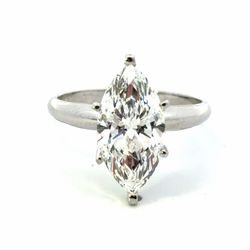 Woman’s Ladies 14k White Gold Lab Grown Marquise Cut 3.10 Carat Engagement Ring Size 7 GP3137170